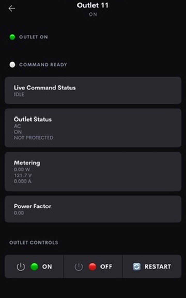 Outlet metering and controls in the Crestron Home iOS app